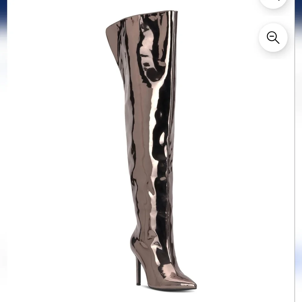 NWOT INC International Concepts Shiny Pewter Over-the-Knee Boots